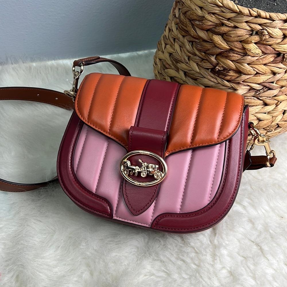COACH Georgia Saddle Bag with Colorblock Puffy Quilting